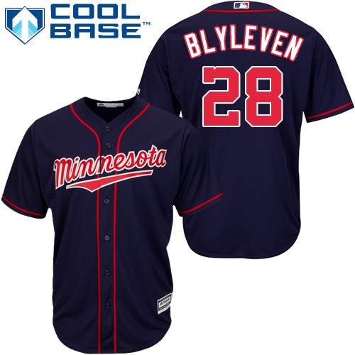 Twins #28 Bert Blyleven Navy blue Cool Base Stitched Youth MLB Jersey